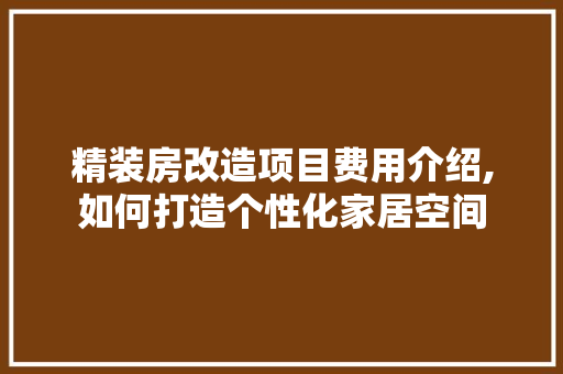 精装房改造项目费用介绍,如何打造个性化家居空间