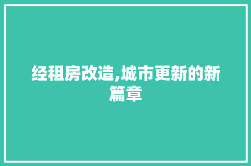 经租房改造,城市更新的新篇章 庭院装修 经租房改造,城市更新的新篇章 庭院装修
