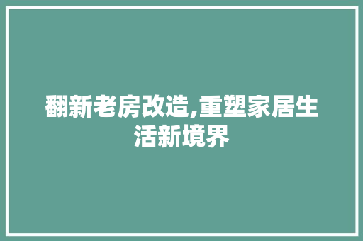 翻新老房改造,重塑家居生活新境界