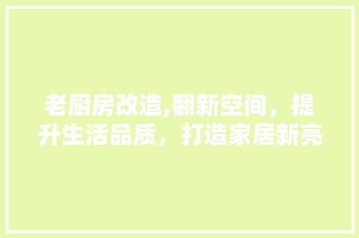 老厨房改造,翻新空间，提升生活品质，打造家居新亮点