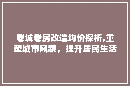 老城老房改造均价探析,重塑城市风貌，提升居民生活品质