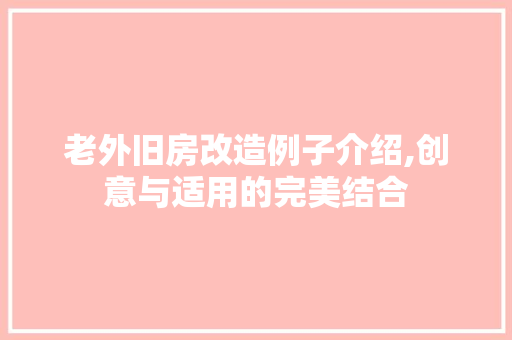老外旧房改造例子介绍,创意与适用的完美结合