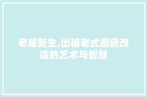 老屋新生,出租老式厨房改造的艺术与智慧 建筑设计