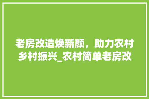 老房改造焕新颜，助力农村乡村振兴_农村简单老房改造方法探索 建筑设计