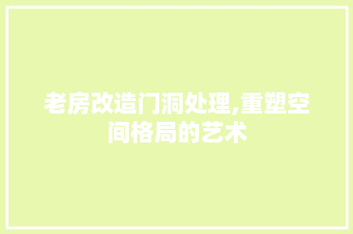 老房改造门洞处理,重塑空间格局的艺术 装修材料