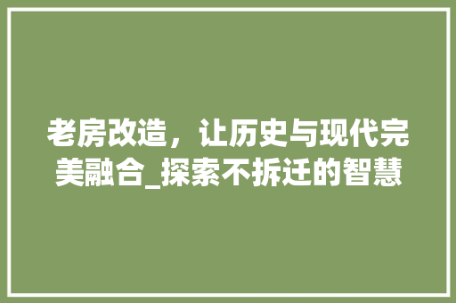 老房改造，让历史与现代完美融合_探索不拆迁的智慧之路