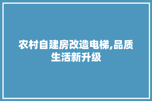 农村自建房改造电梯,品质生活新升级