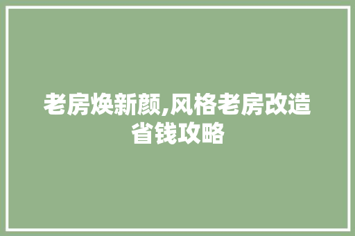 老房焕新颜,风格老房改造省钱攻略 庭院装修