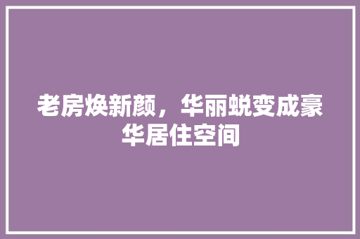 老房焕新颜，华丽蜕变成豪华居住空间 装修攻略
