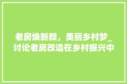 老房焕新颜，美丽乡村梦_讨论老房改造在乡村振兴中的重要作用