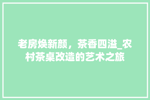 老房焕新颜，茶香四溢_农村茶桌改造的艺术之旅
