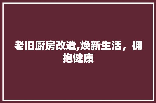 老旧厨房改造,焕新生活，拥抱健康 装修攻略
