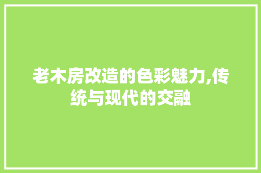 老木房改造的色彩魅力,传统与现代的交融 装修攻略