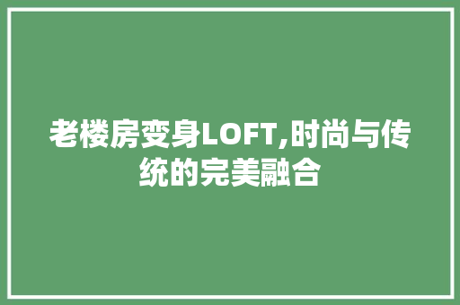 老楼房变身LOFT,时尚与传统的完美融合