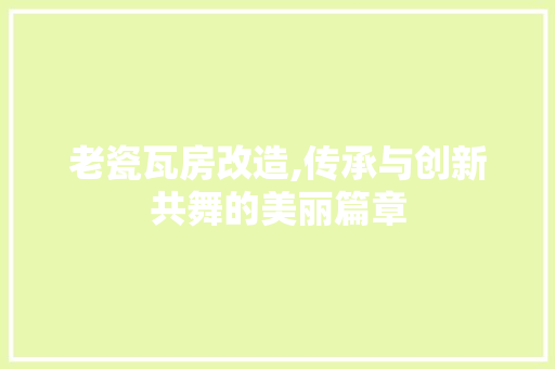 老瓷瓦房改造,传承与创新共舞的美丽篇章 隔断设计