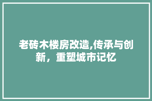 老砖木楼房改造,传承与创新，重塑城市记忆