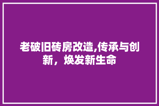 老破旧砖房改造,传承与创新,焕发新生命