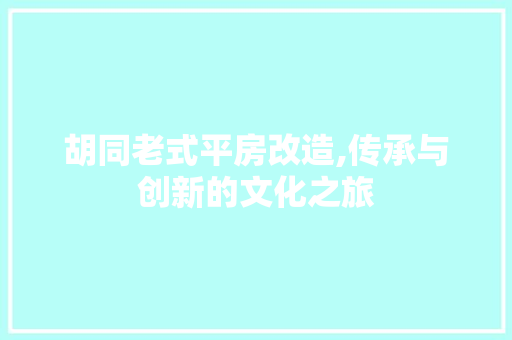 胡同老式平房改造,传承与创新的文化之旅 装修攻略 胡同老式平房改造,传承与创新的文化之旅 装修攻略