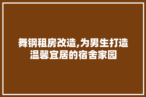 舞钢租房改造,为男生打造温馨宜居的宿舍家园