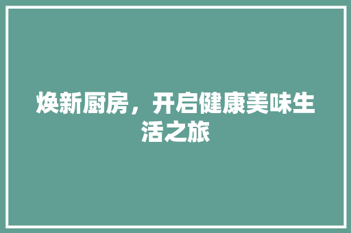 焕新厨房，开启健康美味生活之旅