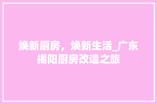 焕新厨房，焕新生活_广东揭阳厨房改造之旅 装修材料