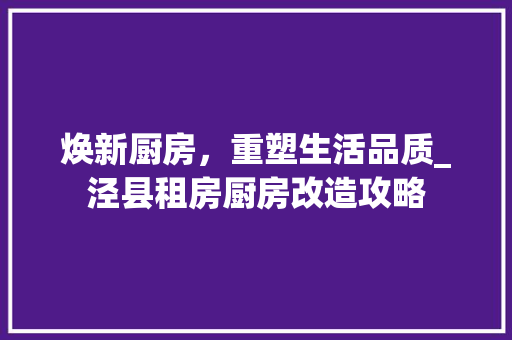 焕新厨房，重塑生活品质_泾县租房厨房改造攻略 建筑设计