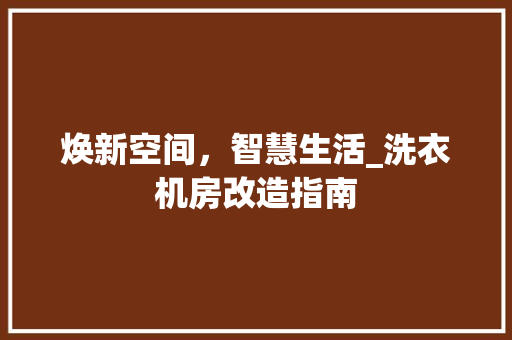 焕新空间，智慧生活_洗衣机房改造指南 景观设计