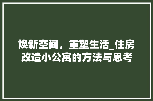 焕新空间，重塑生活_住房改造小公寓的方法与思考