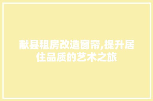 献县租房改造窗帘,提升居住品质的艺术之旅 墙面装饰