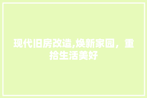 现代旧房改造,焕新家园，重拾生活美好 墙面装饰