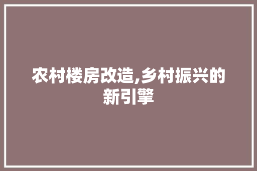 农村楼房改造,乡村振兴的新引擎 门窗装修