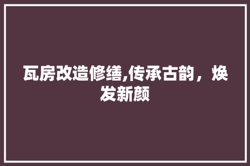 瓦房改造修缮,传承古韵，焕发新颜 地面装修