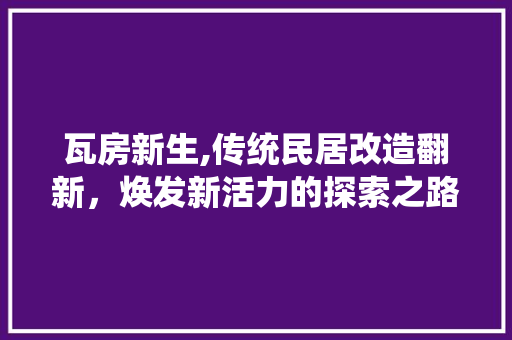 瓦房新生,传统民居改造翻新，焕发新活力的探索之路 庭院装修