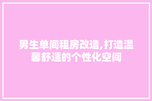 男生单间租房改造,打造温馨舒适的个性化空间