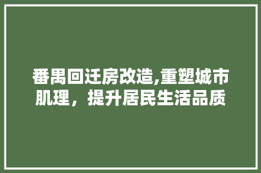 番禺回迁房改造,重塑城市肌理，提升居民生活品质