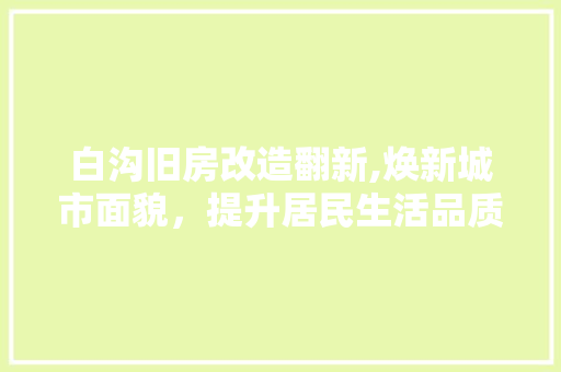 白沟旧房改造翻新,焕新城市面貌，提升居民生活品质