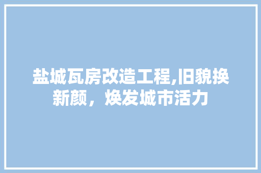 盐城瓦房改造工程,旧貌换新颜，焕发城市活力
