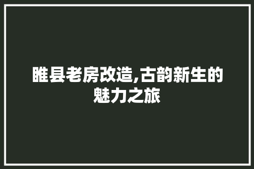 睢县老房改造,古韵新生的魅力之旅 地面装修