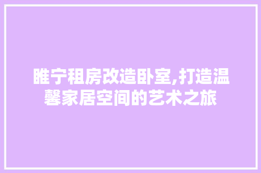 睢宁租房改造卧室,打造温馨家居空间的艺术之旅