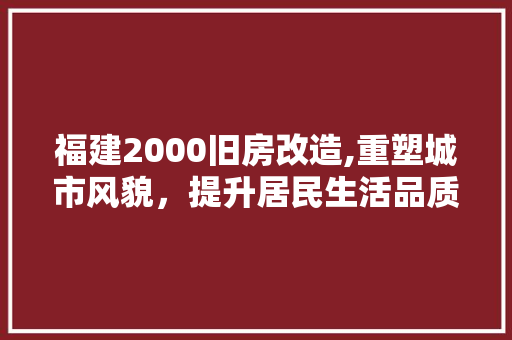 福建2000旧房改造,重塑城市风貌，提升居民生活品质 建筑设计