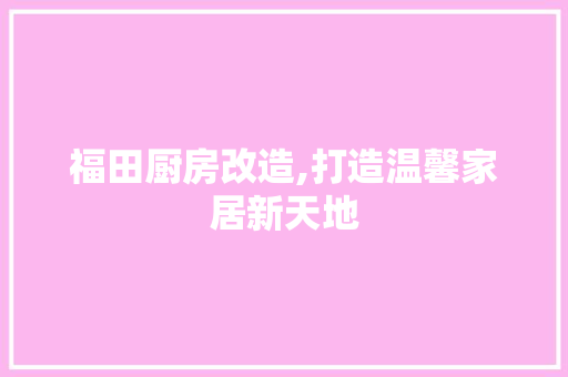 福田厨房改造,打造温馨家居新天地