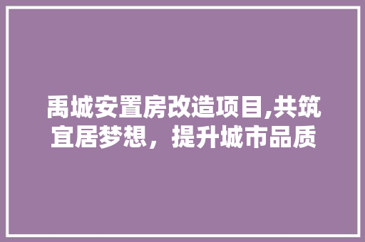 禹城安置房改造项目,共筑宜居梦想，提升城市品质