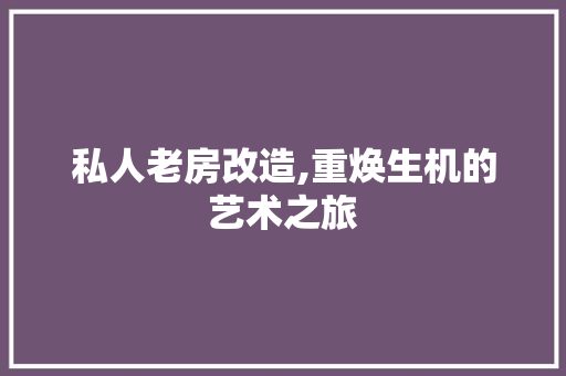 私人老房改造,重焕生机的艺术之旅 装修材料