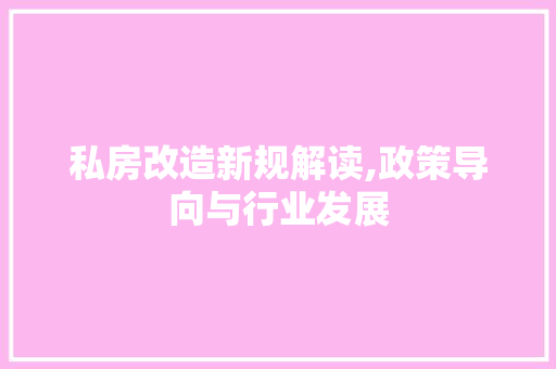 私房改造新规解读,政策导向与行业发展