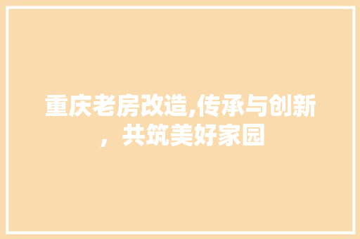 重庆老房改造,传承与创新，共筑美好家园