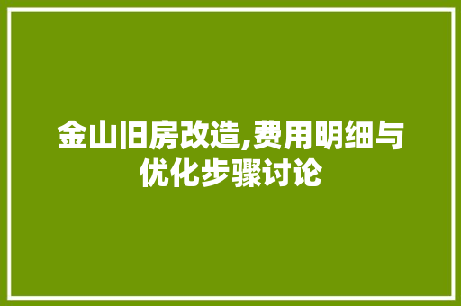金山旧房改造,费用明细与优化步骤讨论