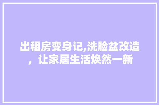 出租房变身记,洗脸盆改造，让家居生活焕然一新