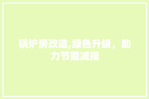锅炉房改造,绿色升级，助力节能减排 地面装修