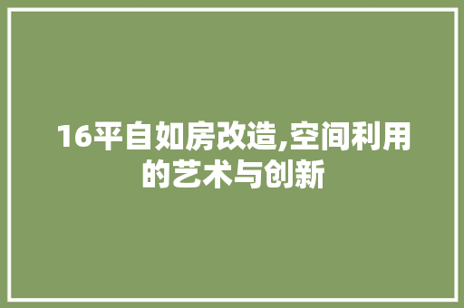 16平自如房改造,空间利用的艺术与创新