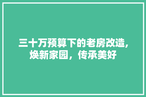 三十万预算下的老房改造,焕新家园，传承美好